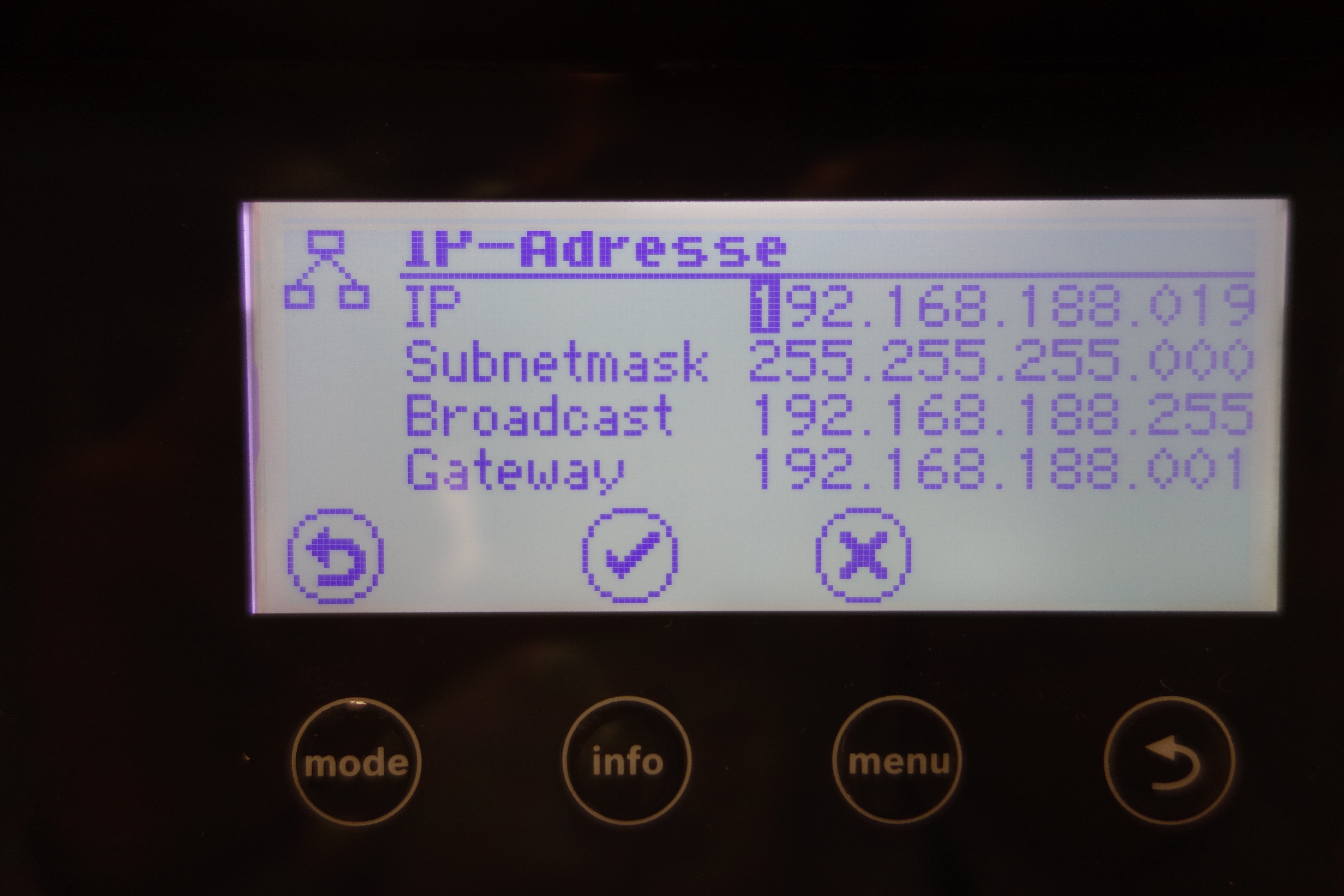 Bild 13: Statische IP-Adresse und Gateway setzen so wie vorher im Router festgelegt